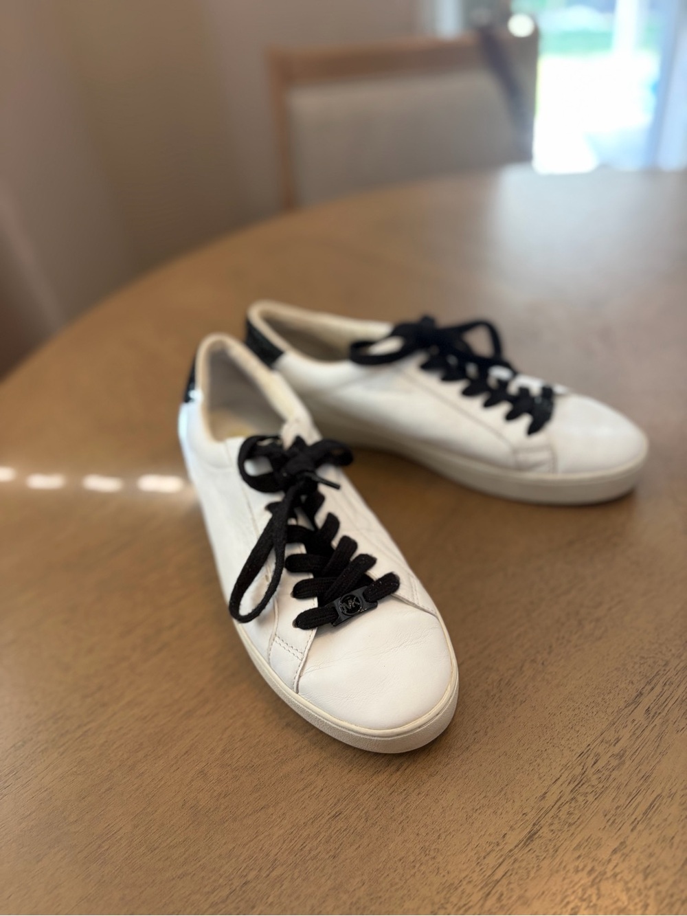 Women’s White Leather Michael Kors Sneakers with Black Laces